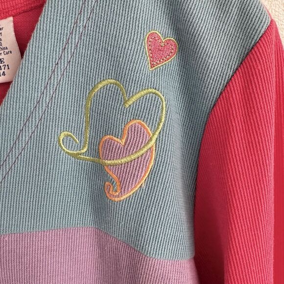 Vintage 90s Womens Cardigan Large‎ Cottage Core Valentines Embroidered Hearts - Picture 5 of 10
